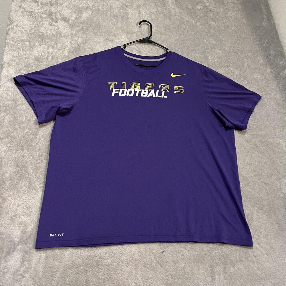 LSU Tigers Shirt Mens 2XL Purple NCAA Football Nike Dri-FIT Performance Tee